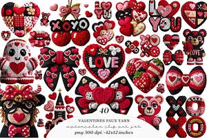 Faux Yarn Valentine Day Clipart, an Illustration by SinaCreation