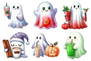 Cute Ghost Drinking Drink Clipart, an Illustration by Daily.Designs (Thumbnail 2 of 5)