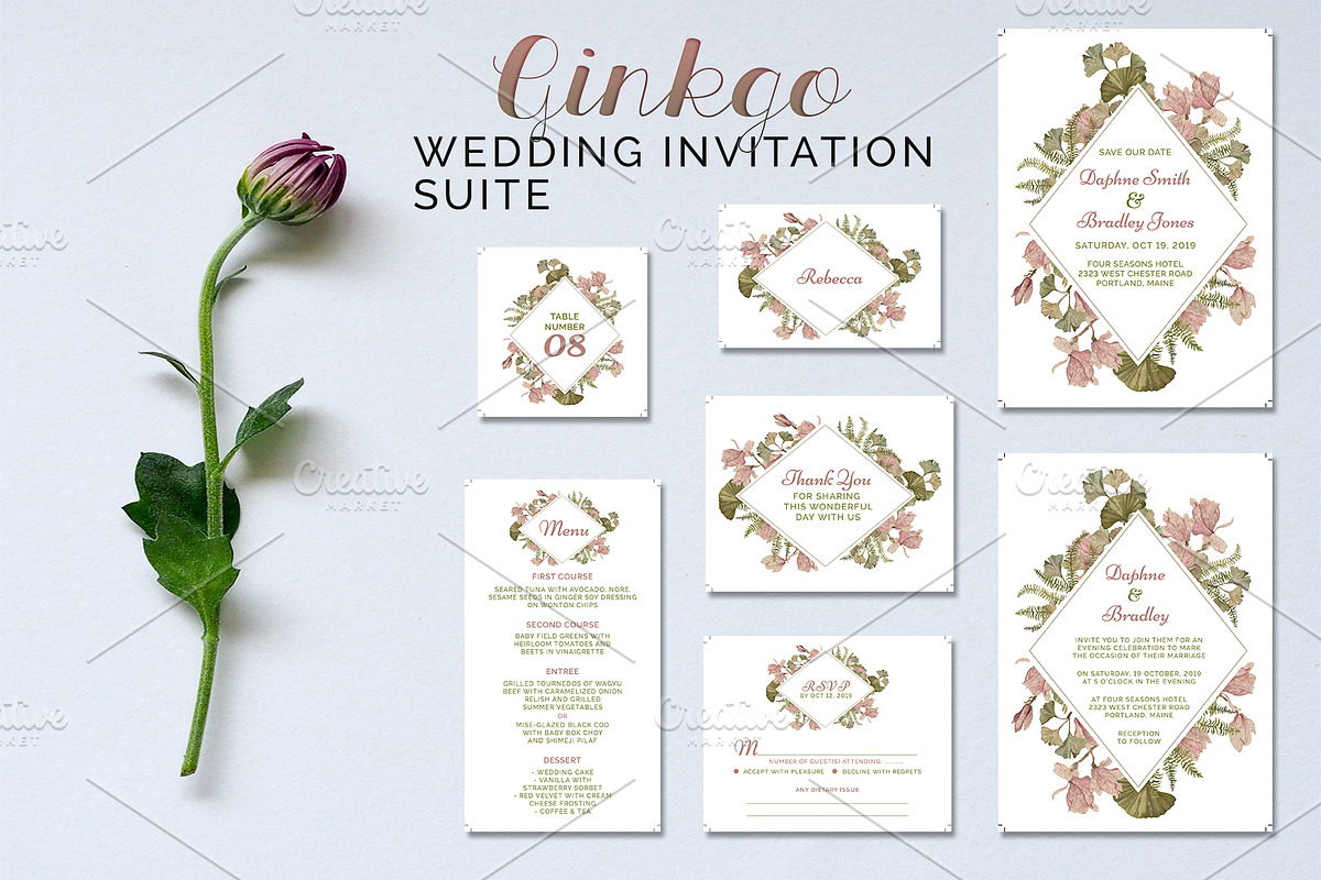 Ginkgo Wedding Invitation Suite, an Invitation Template by Cyrah's Collection (Photo 1 of 4)