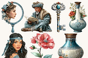 Watercolor Boho Arabian Clipart, a Person Illustration by BusyDaydesign (Thumbnail 3 of 9)