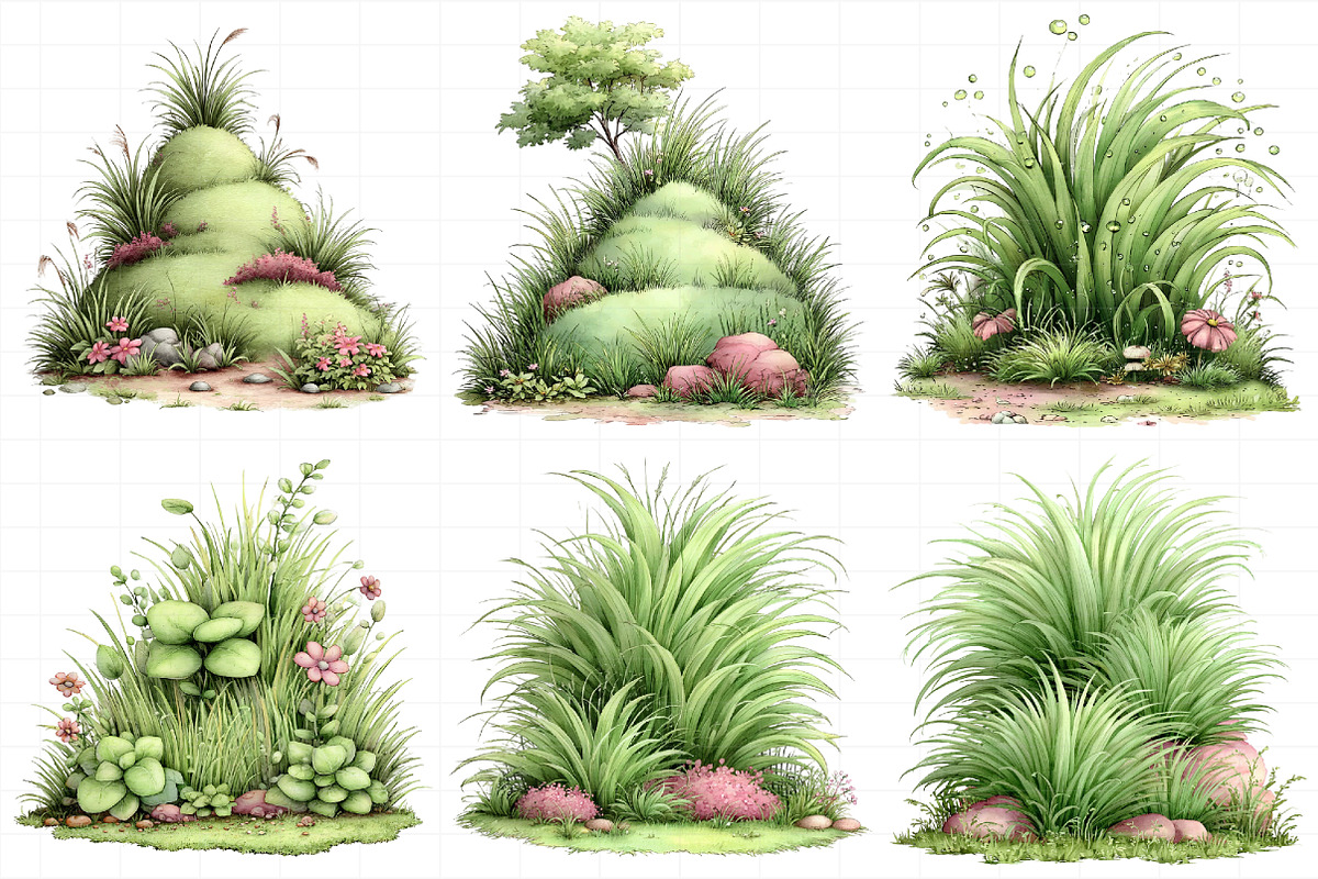 Watercolor Spring Green Grass Clipar, an Illustration by Daily.Designs (Photo 5 of 8)