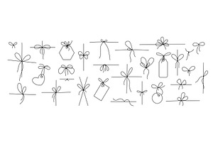 Line gift bow. Thin twine for gift, an Object Illustration by Frogella