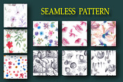 Bright watercolor flowers 1, a Pattern Graphic by Digital illustration shop (Thumbnail 2 of 4)