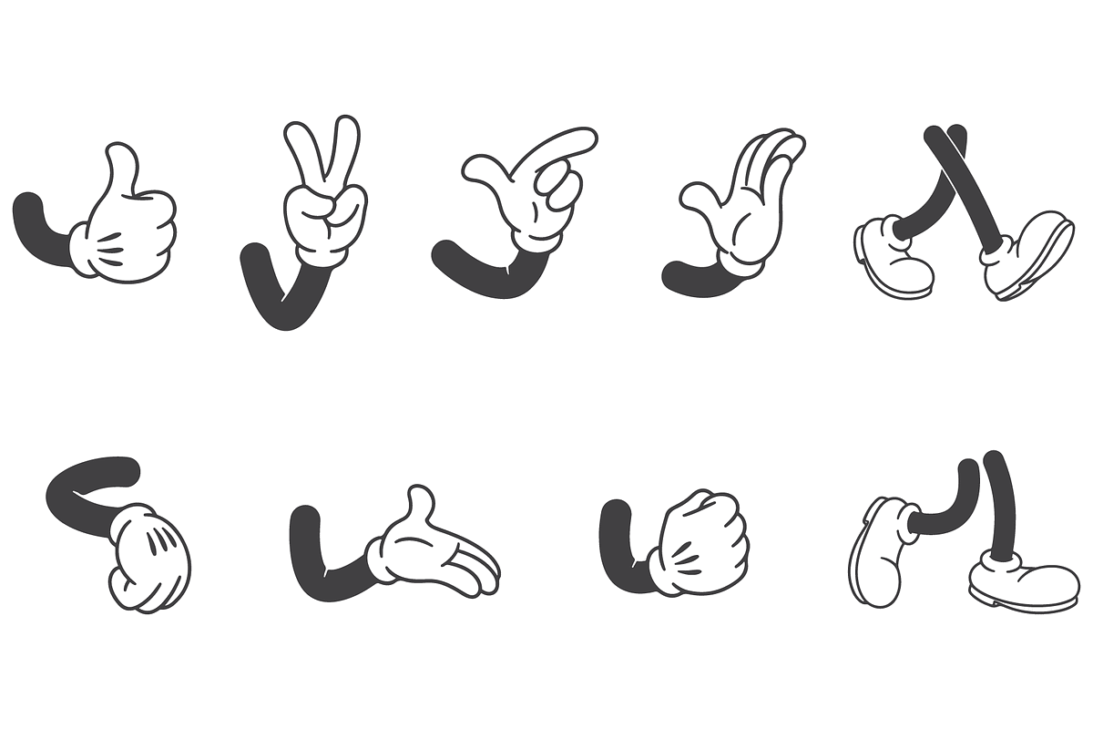 Vintage Cartoon Arms & Legs Vector, a Graphic by MkStudio