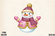 Pink Leopard Snowman Glitter Png, an Illustration by Designworld (Thumbnail 1 of 5)