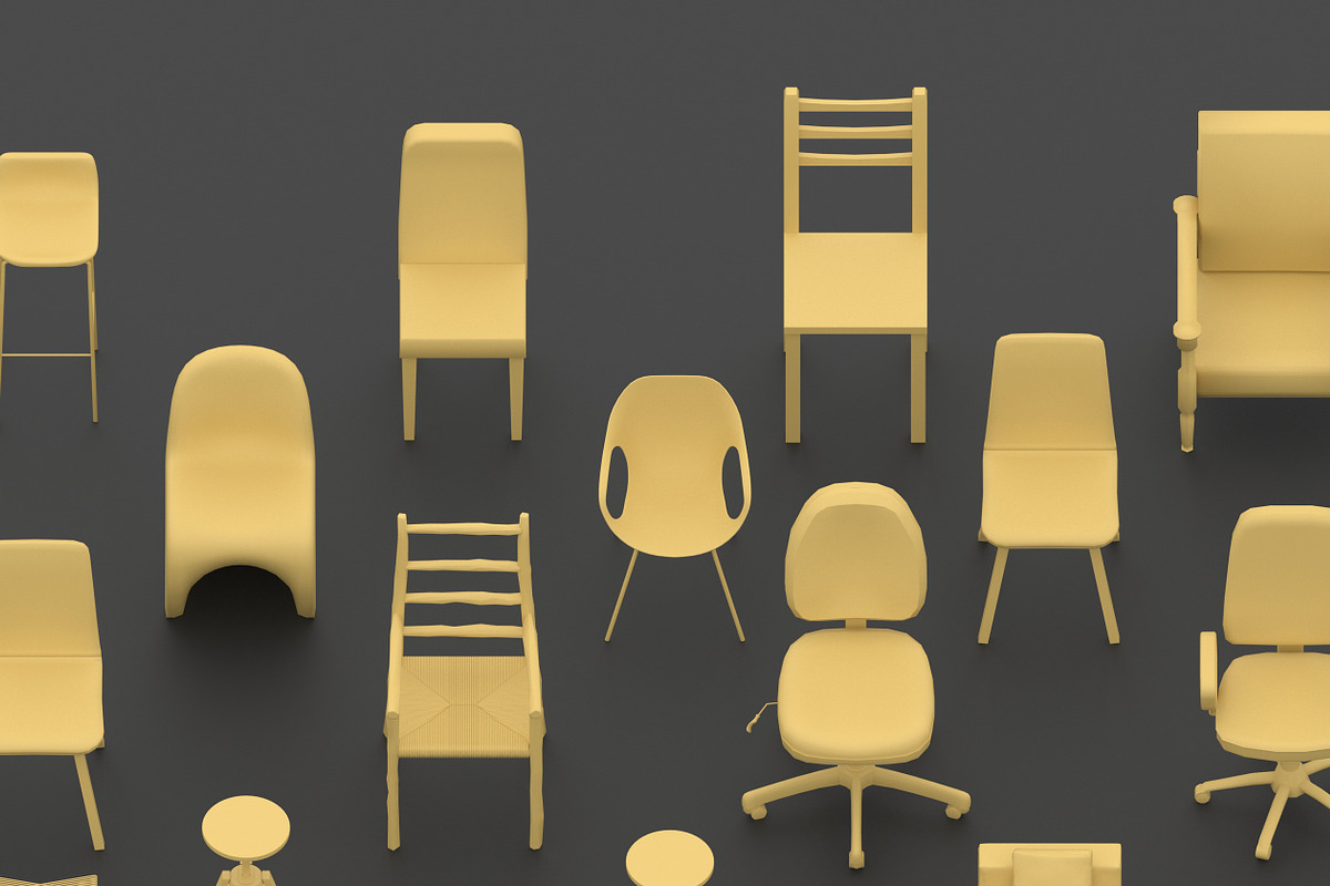 Basemesh chairs collection, a Furniture 3D Model by MohamedHussien1 (Photo 3 of 4)