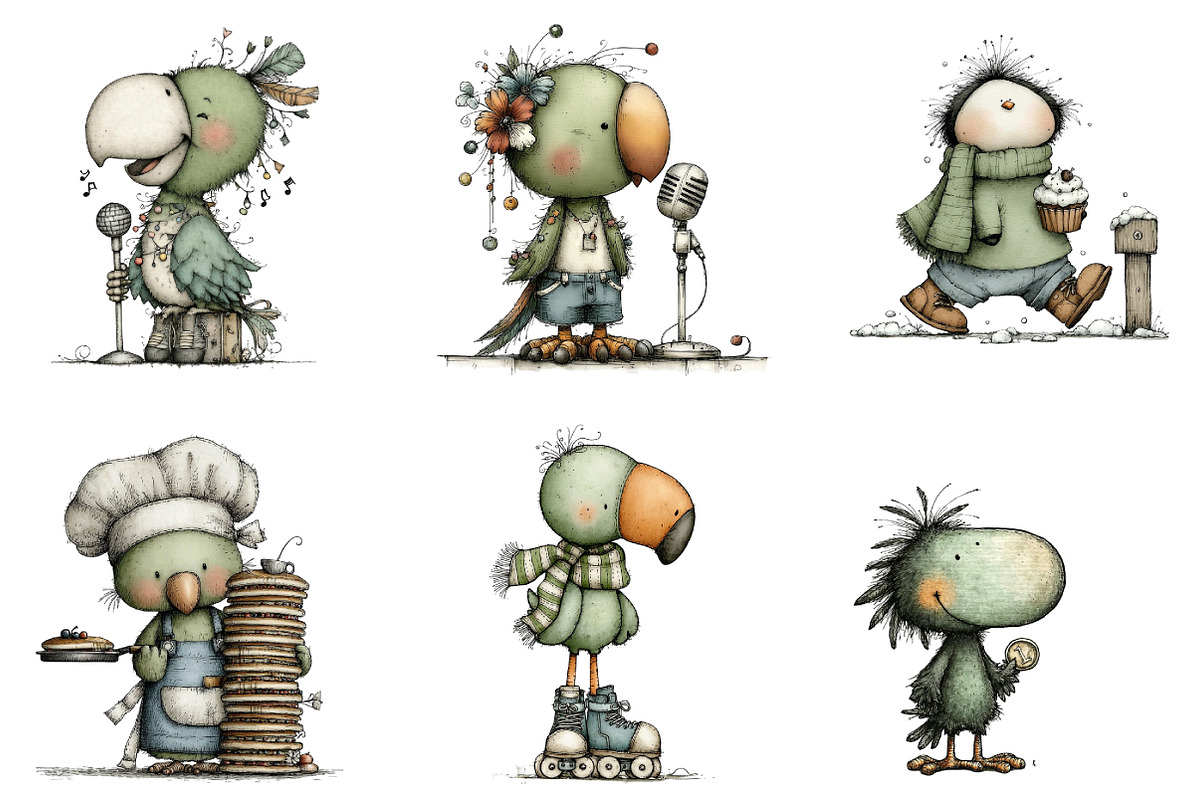 Quirky Funny Birds Clipart, an Illustration by DreamArtGraphic (Photo 3 of 5)
