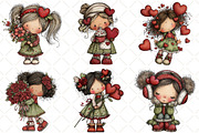 Whimsical Valentine Girl Clipart, an Illustration by Black Bird Studio (Thumbnail 4 of 6)
