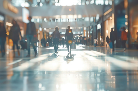 Blurred people in motion in shopping mall, a Background Photo by AlyaAnd