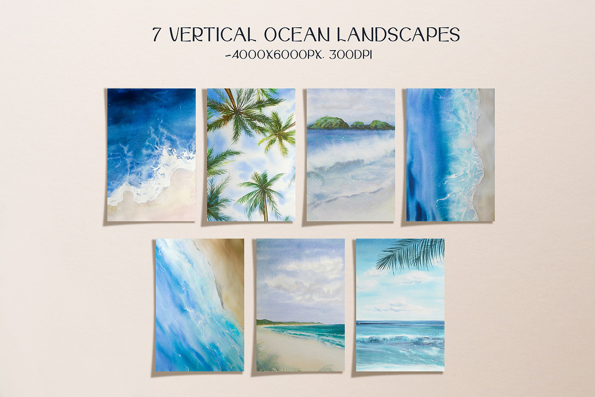 Watercolor Ocean & Sea Landscapes, a Seasonal Illustration by NataliArkushArt (Photo 5 of 15)