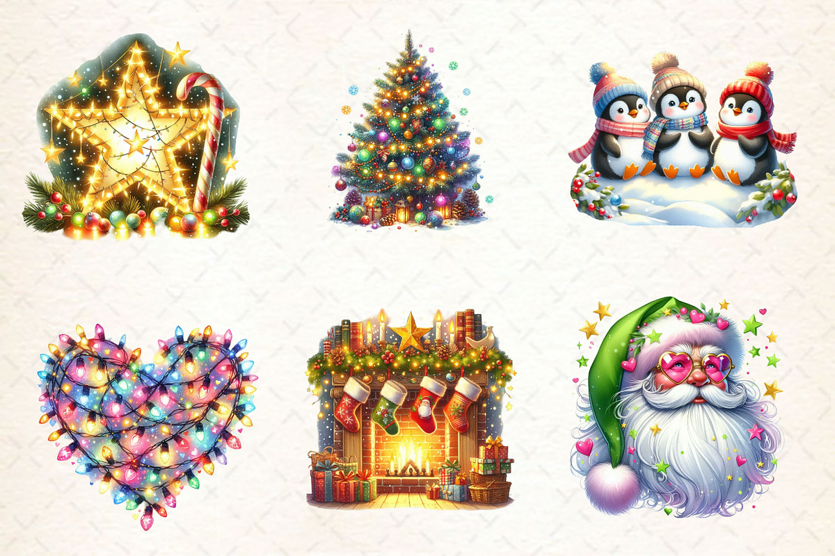 Twinkling Lights Christmas Clipart, a Work Illustration by Dream Creation (Photo 5 of 6)