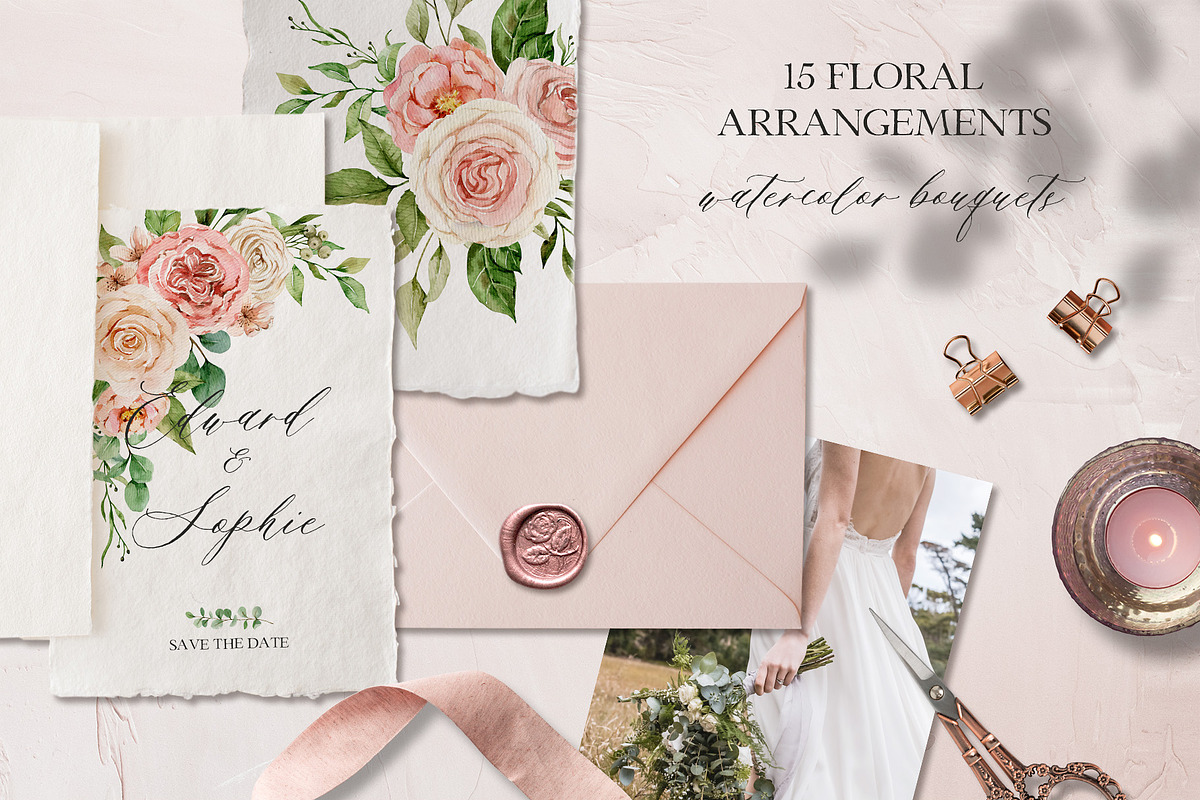 Cream & Blush - Watercolor Set, a Decorative Illustration by long summer (Photo 2 of 11)