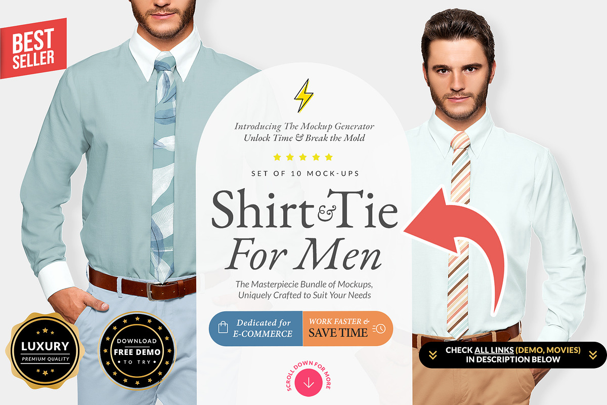 Men Shirt 2 10x Mock-ups, a Shirt Mockup by Mocca Mockups Store (Photo 1 of 5)