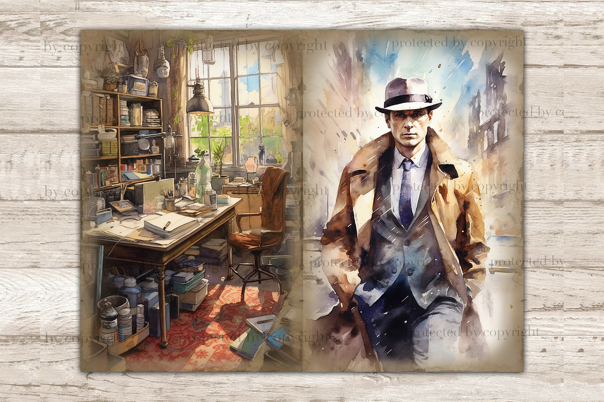 Detective Junk Journal Paper, a Person Illustration by GlamArtZhanna (Photo 7 of 9)