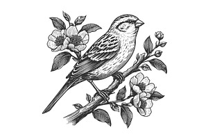 Engraved Finch OnBranch Engraving