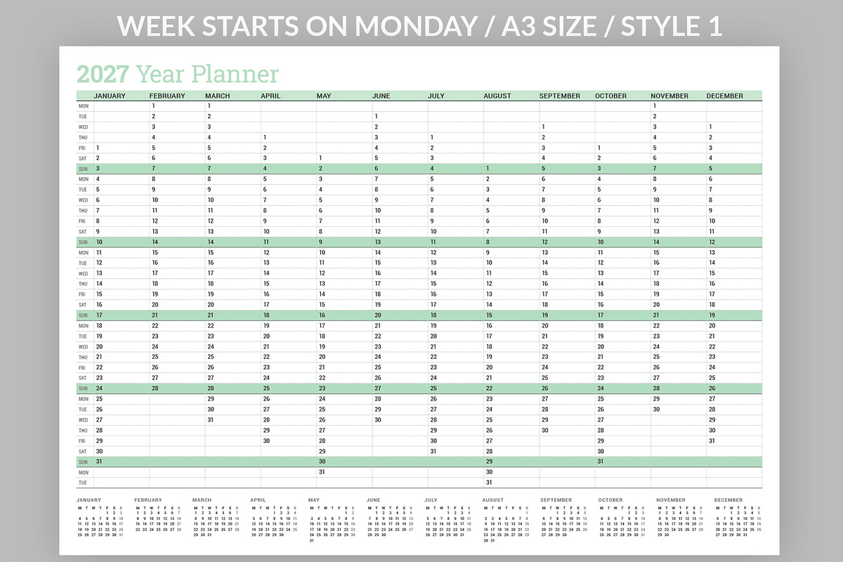 Year Planner 2027 (YP025-27-R), a Stationery Template by mikhailmorosin (Photo 2 of 5)