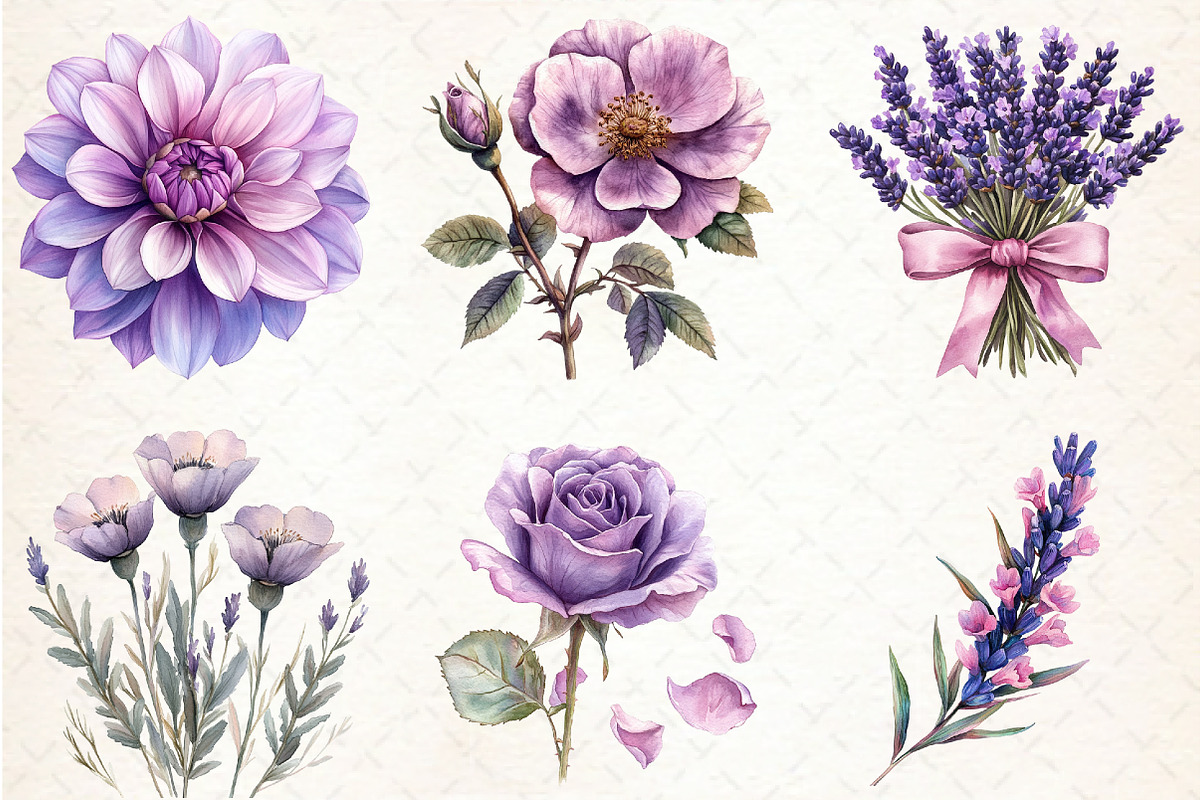 Lavender & Pink Flowers Watercolor, an Illustration by Libby Wishes (Photo 4 of 7)