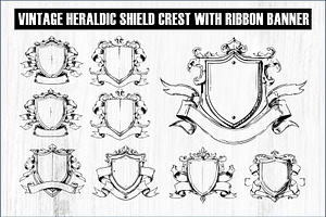 Hand-Drawn Heraldic Shield and Ribbo, an Object Graphic by BIPLOB EXPERT