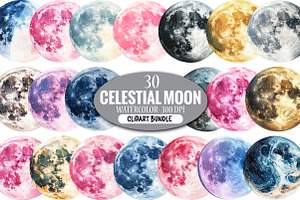 Celestial Moon Clipart Bundle, an Illustration by Pixels.Craft
