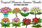 Tropical Plumeria Summer Bundle, an Illustration by RobertsArt (Thumbnail 1 of 5)