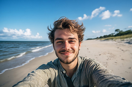 Young man enjoys beach day fun, a Person Photo by Beautiful things