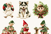 Christmas Elves Clipart Bundle, a Seasonal Illustration by BusyDaydesign (Thumbnail 2 of 9)