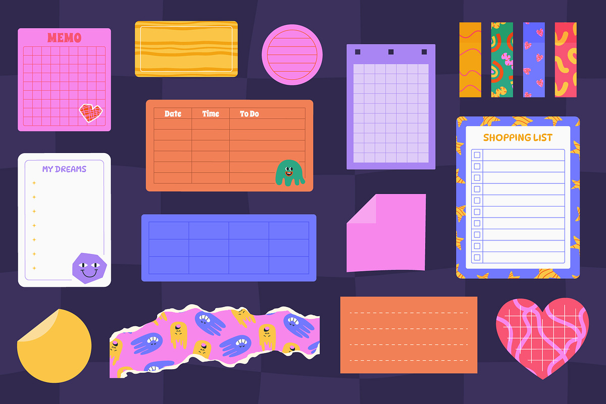 250+ Funky Digital Planner Kit, a Decorative Illustration by IuliiaSavko (Photo 19 of 22)