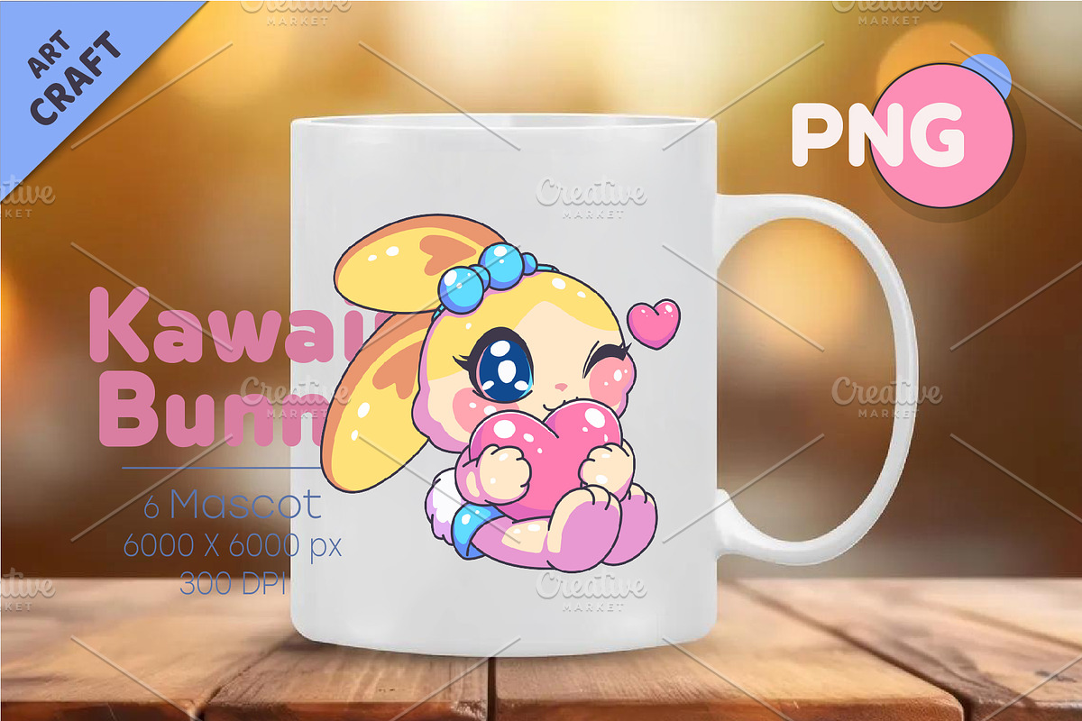 Kawaii Bunny Character 01. Sticker, an Animal Illustration by KENO Mascots (Photo 3 of 6)