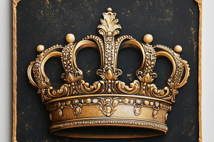 Ornate Gold Crown on Black Backgroun, an Abstract Photo by Pixeness