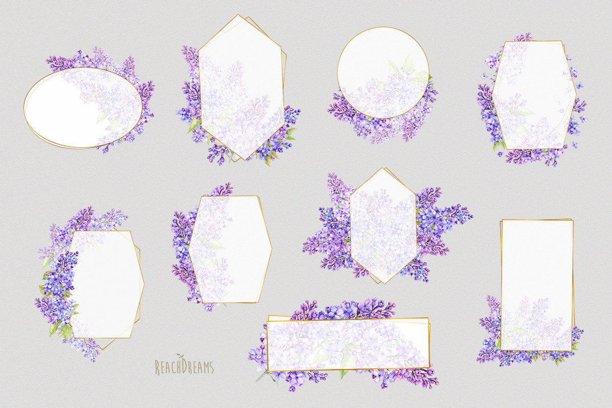 Watercolor Lilac Floral Clipart, a Decorative Illustration by ReachDreams (Photo 5 of 10)