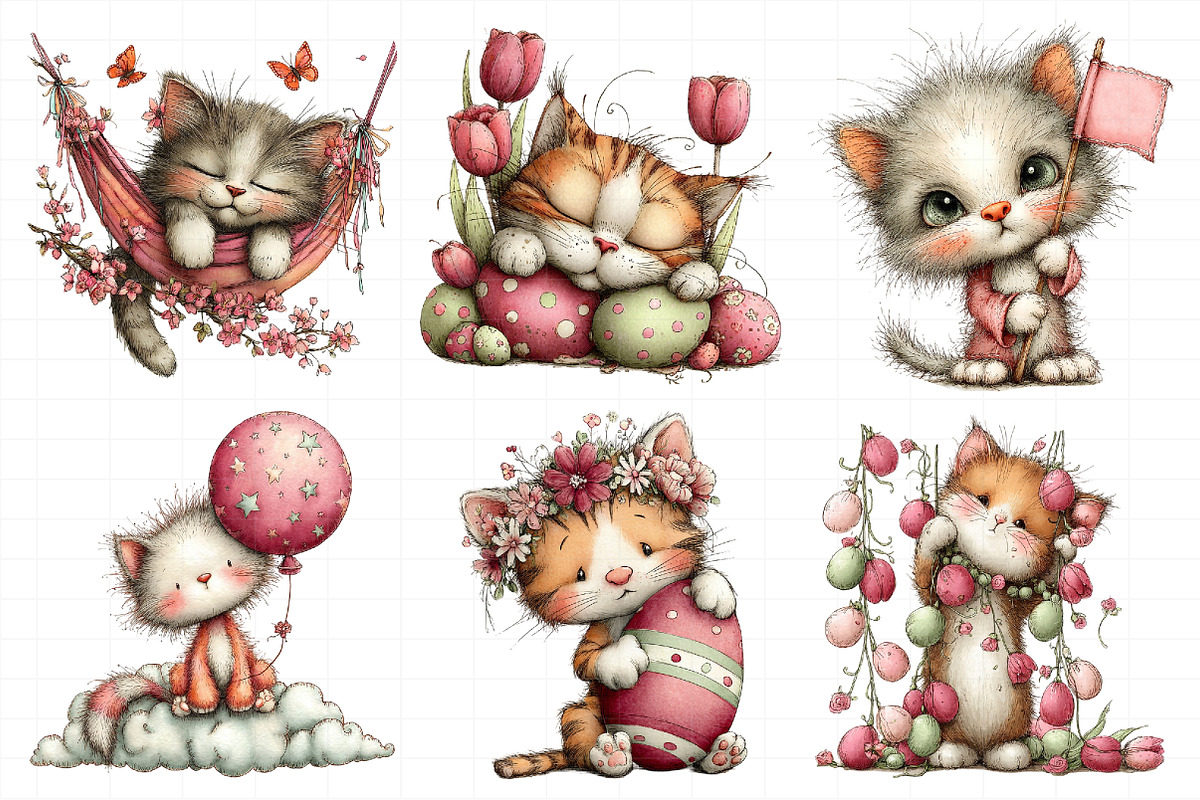 Whimsical Easter Cat Clipart, an Illustration by Daily.Designs (Photo 8 of 8)