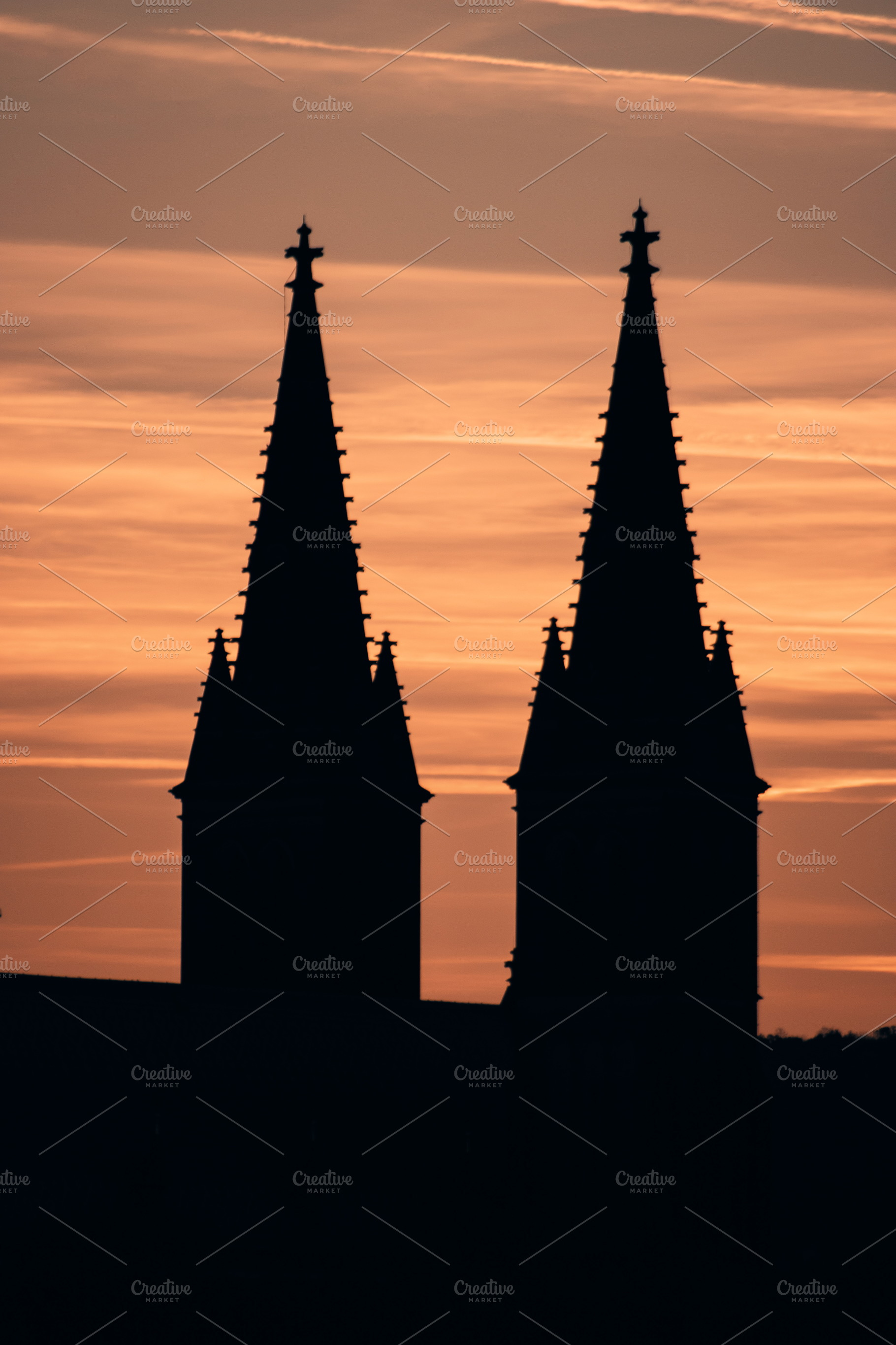 Two Towers at Sunset in Vyšehrad, an Architecture Photo by jakub_kopecky