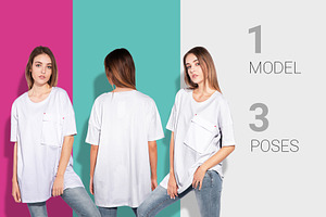 Woman Oversize T-shirt Mockup Set