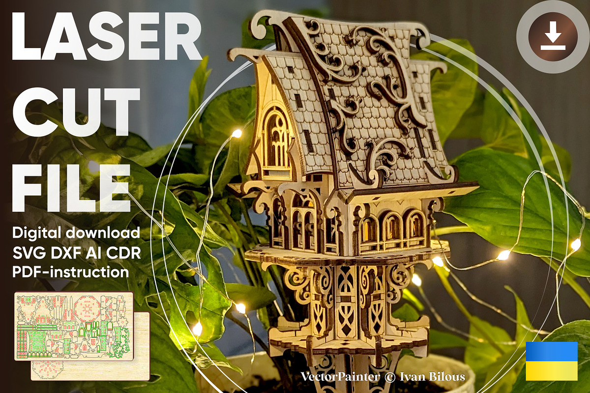 Garden Elf House - Laser Cut Design, an Object Graphic by VectorPainter (Photo 1 of 16)