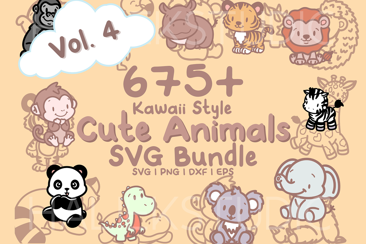 675+ Kawaii Animals SVG Illustration, an Animal Illustration by HalieKStudio (Photo 1 of 9)