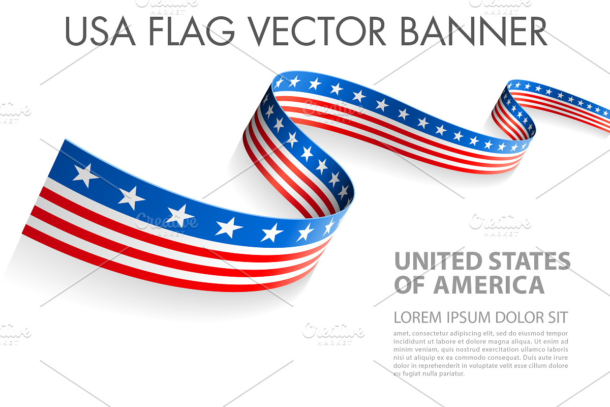 Vector US flag ribbon, an Illustration by Pingebat