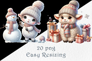 Cute Christmas Sheep Clipart, a Seasonal Illustration by GalaDesign03 (Thumbnail 4 of 6)