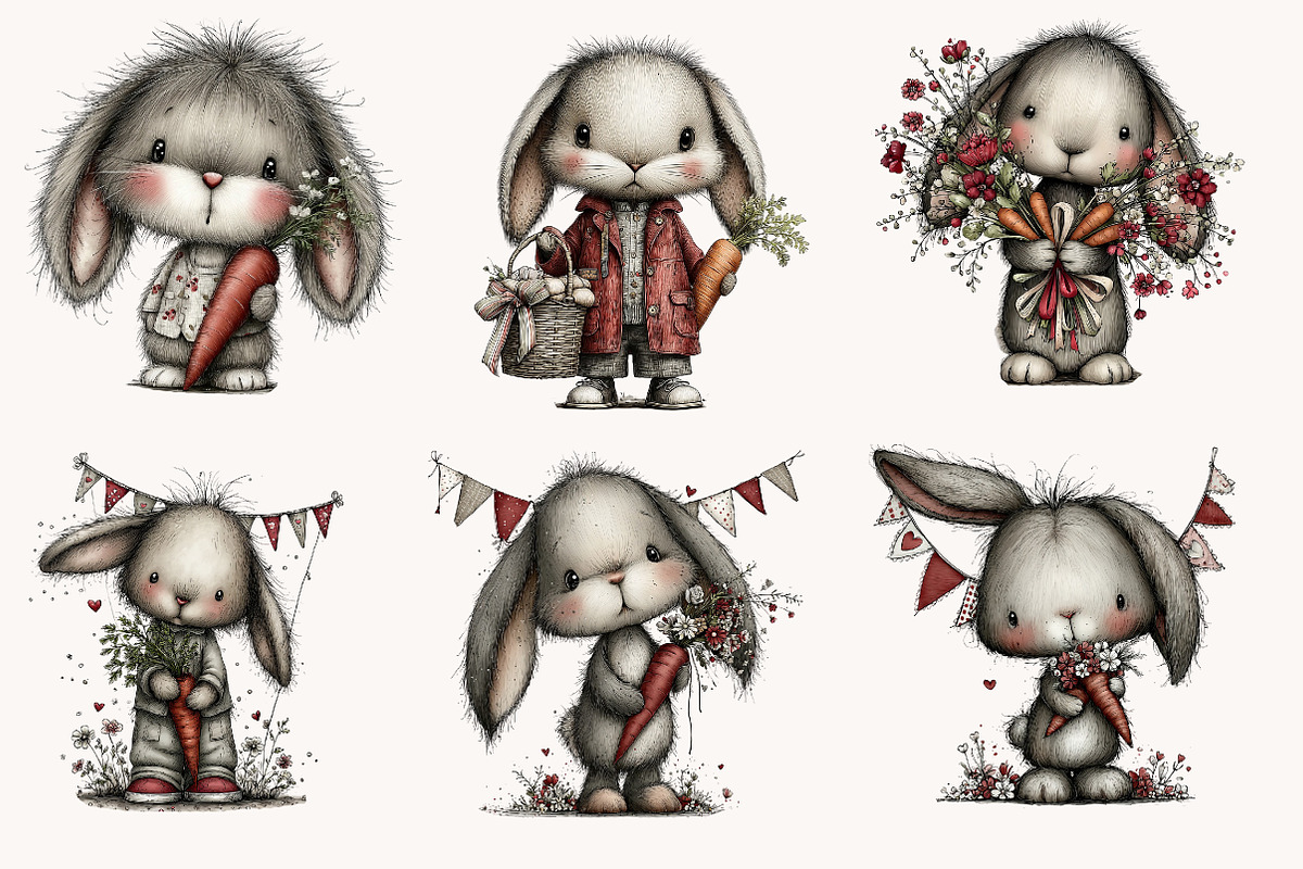 Easter Bunny and carrot clipart, an Illustration by Designworld (Photo 2 of 10)