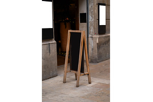 Blank wooden chalkboard sandwich, an Architecture Photo by volodymyrshtun13795