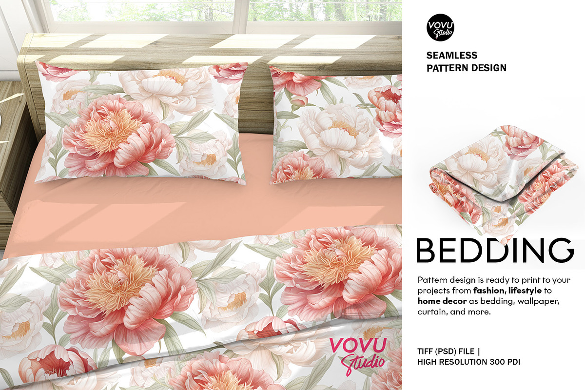 Elegant Peonies Print Pattern Design, a Pattern Graphic by VOVU Studio (Photo 5 of 9)