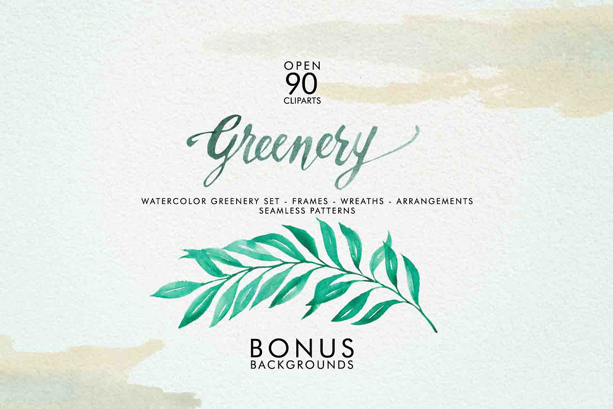 Watercolor Greenery, a Texture Illustration by Graphobia (Photo 2 of 9)