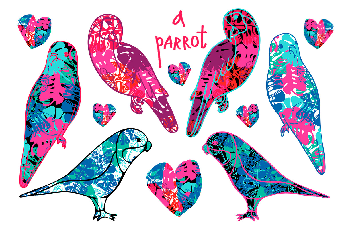 Designs with funny and bright parrot, a Stationery Template by Tanna.ART (Photo 10 of 10)