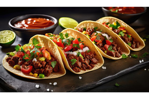 A close-up of delicious tacos with, a Food & Drink Photo by Igor Tichonow