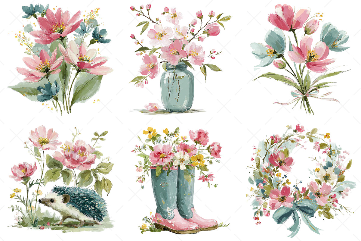 Whimsical Spring Watercolor Clipart, an Illustration by Craft Nest (Photo 5 of 7)