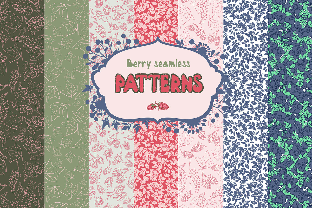 Set berry seamless patterns, a Pattern Graphic by BondarenkoNat (Photo 1 of 4)