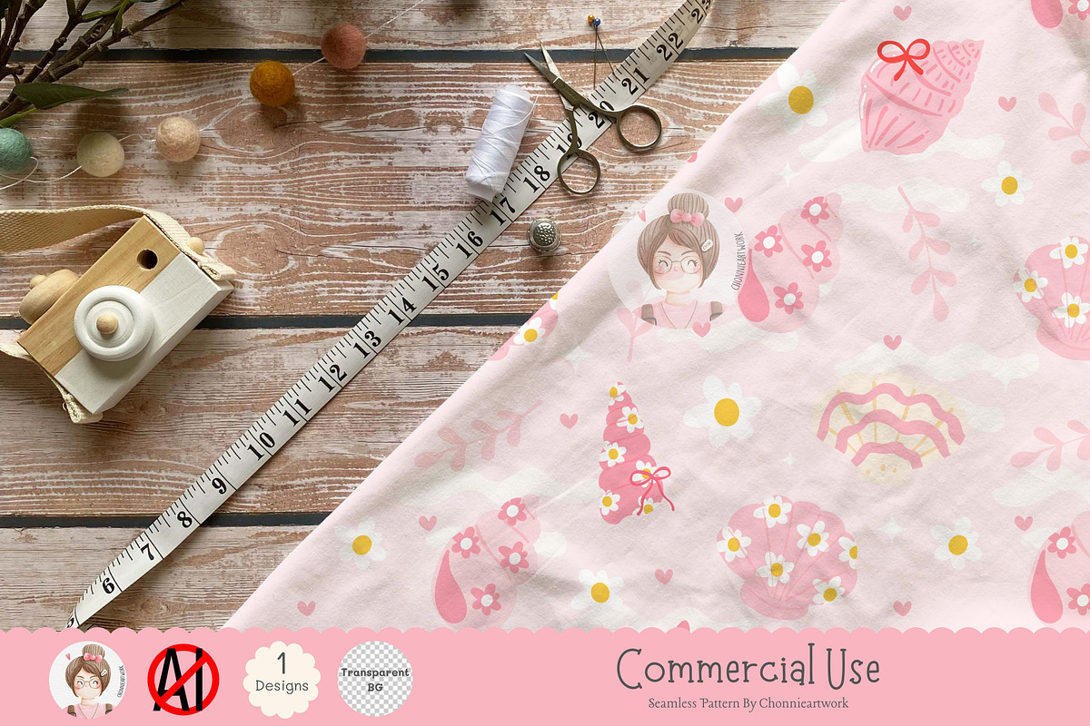 Cute Shell Seamless Pattern, a Pattern Graphic by Chonnieartwork (Photo 4 of 5)