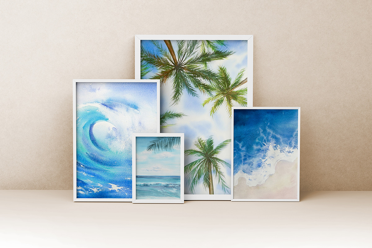 Watercolor Ocean & Sea Landscapes, a Seasonal Illustration by NataliArkushArt (Photo 2 of 15)