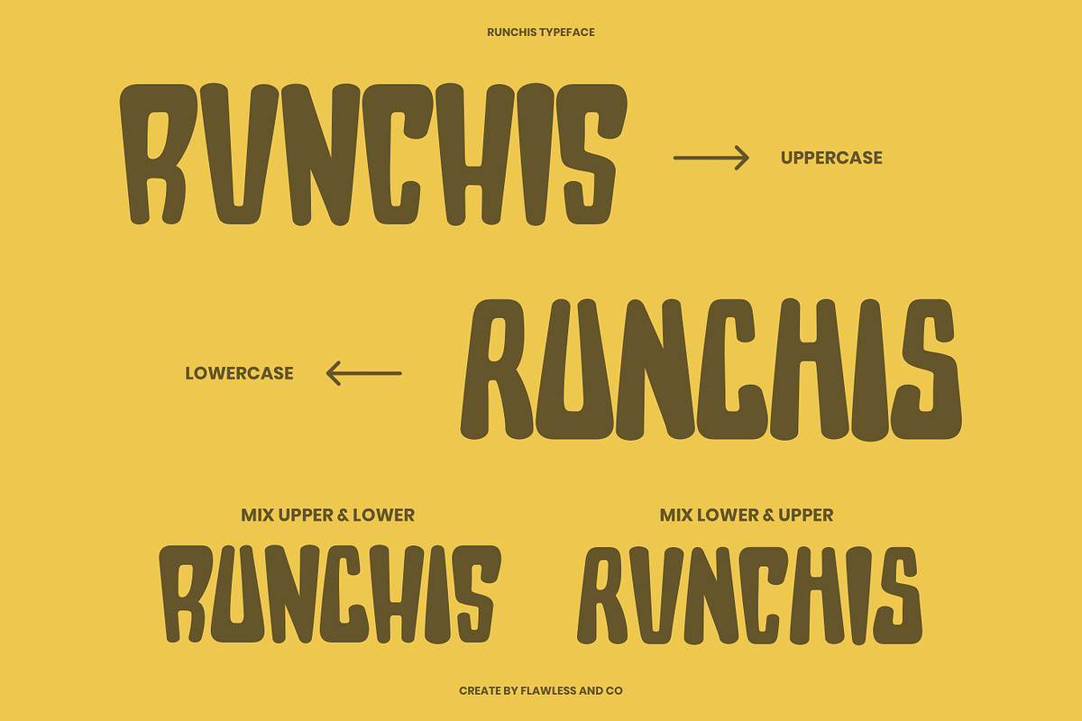 Runchis - Display Typeface Font, a Sans Serif Font by Flawless And Co (Photo 2 of 10)