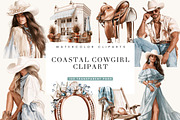 Watercolor Coastal Cowgirl Clipart, a Person Illustration by BusyDaydesign (Thumbnail 1 of 9)