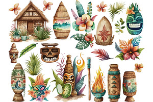 Tiki Tiki Hut Clipart Collection